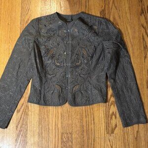 Tahari Jacket Chain Stitched Hook Closure Women's L EUC